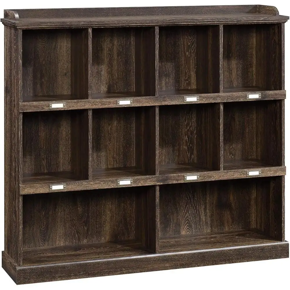 Cottage Style Heavy Duty Bookcase with Cubbyhole Storage Books Binders Collectibles Library Use Engineered Wood Iron Oak Finish 2