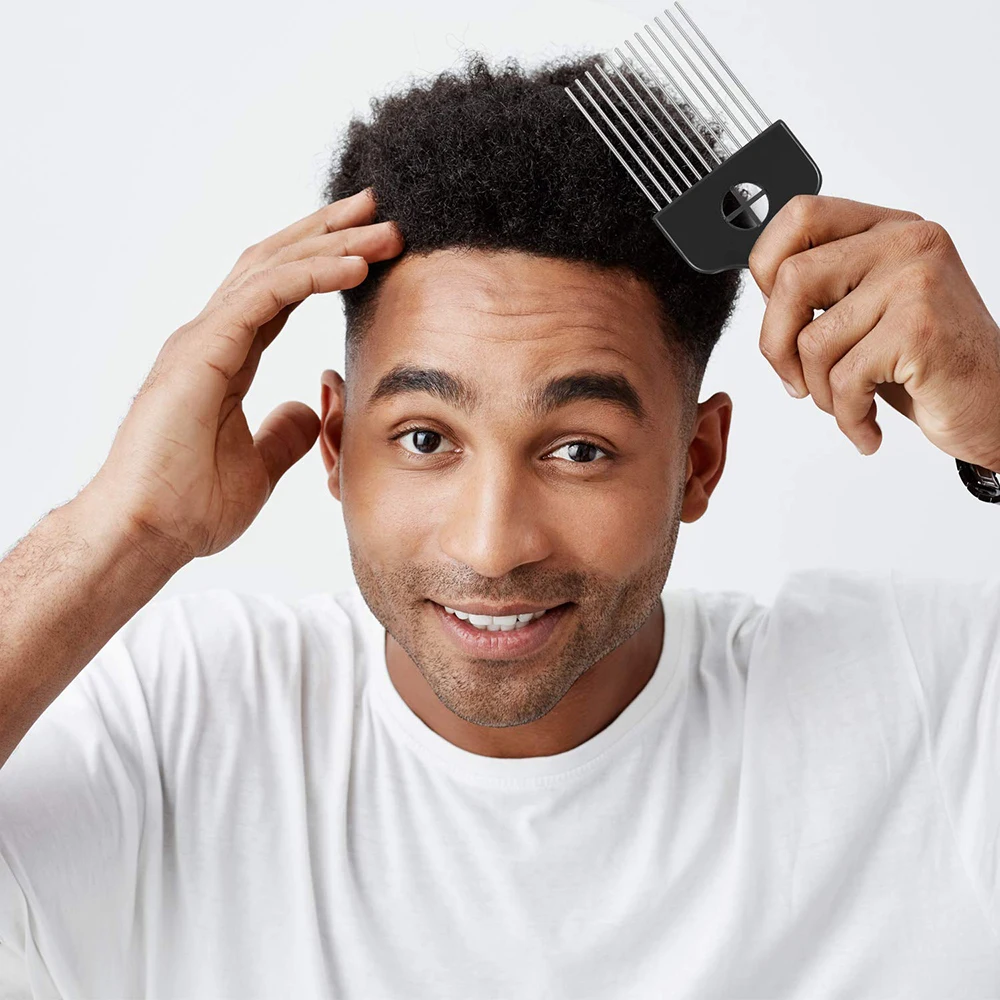 Black Metal African American Pick Comb Hair Combs Hair Comb for Hairdressing Styling Tool Salon Barber Shop 5