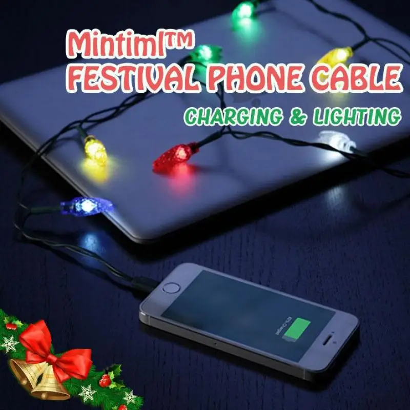 

Mintiml Festival Phone Cable Luminous Lighting Fast Charging Micro USB Type C For iPhone Android Phone USBC Wire Cord