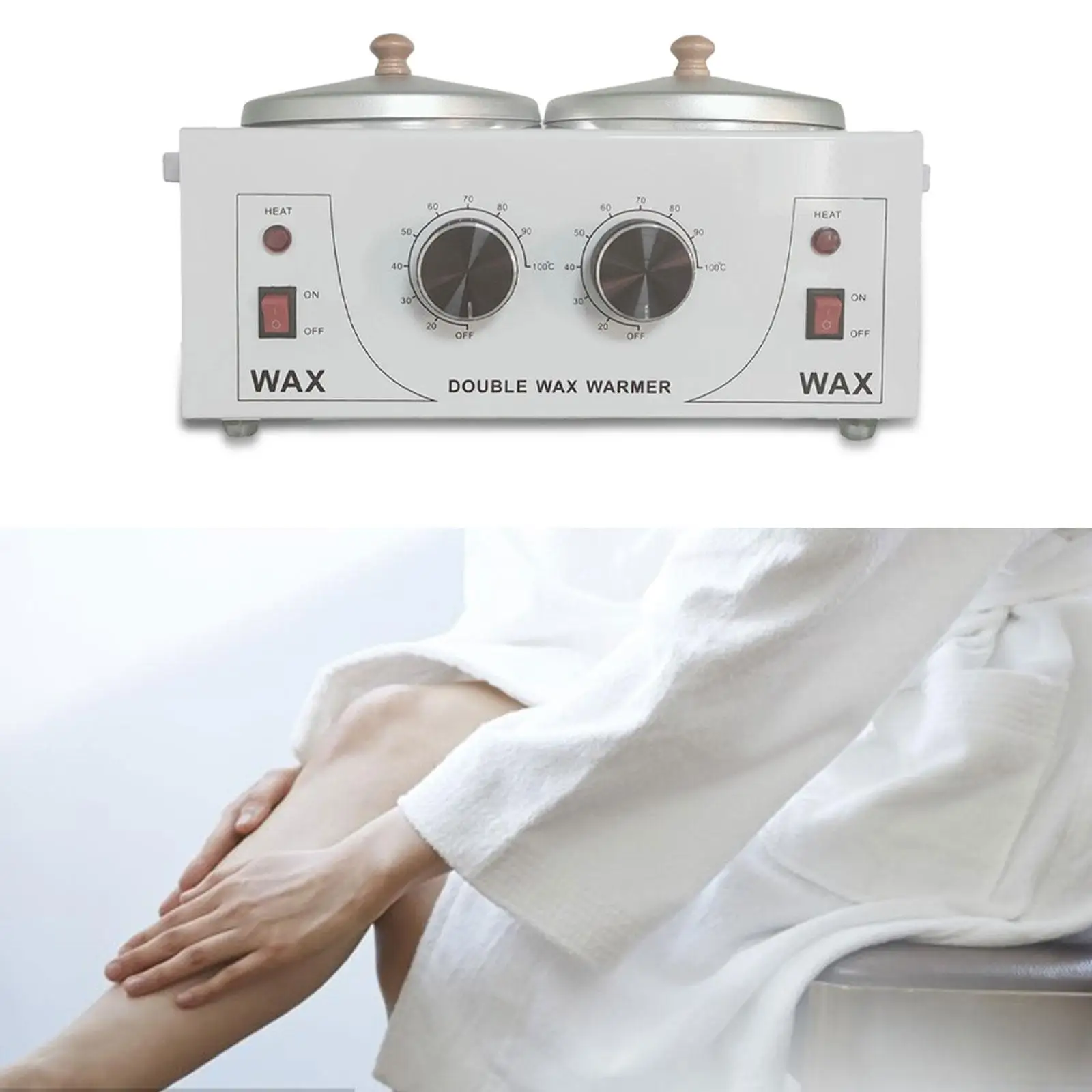 Double Wax Pot Kit Adjustable Temperature Wax Pot Portable Heater Machine for Beginner Hair Removal Women Men Home Salon