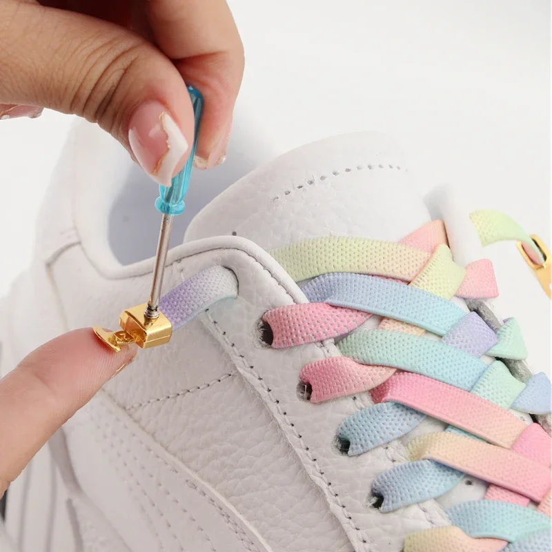 Vibrant Rainbow No-Tie Elastic Shoelaces