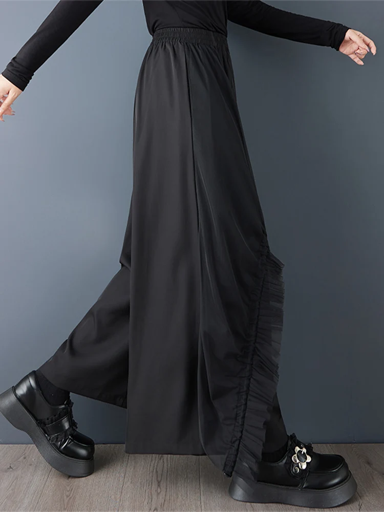 Black Vintage High Waist Loose Wide Leg Pants Women New Drawstring Casual Ladies Trousers Fashion Streetwear Spring Autumn 2025