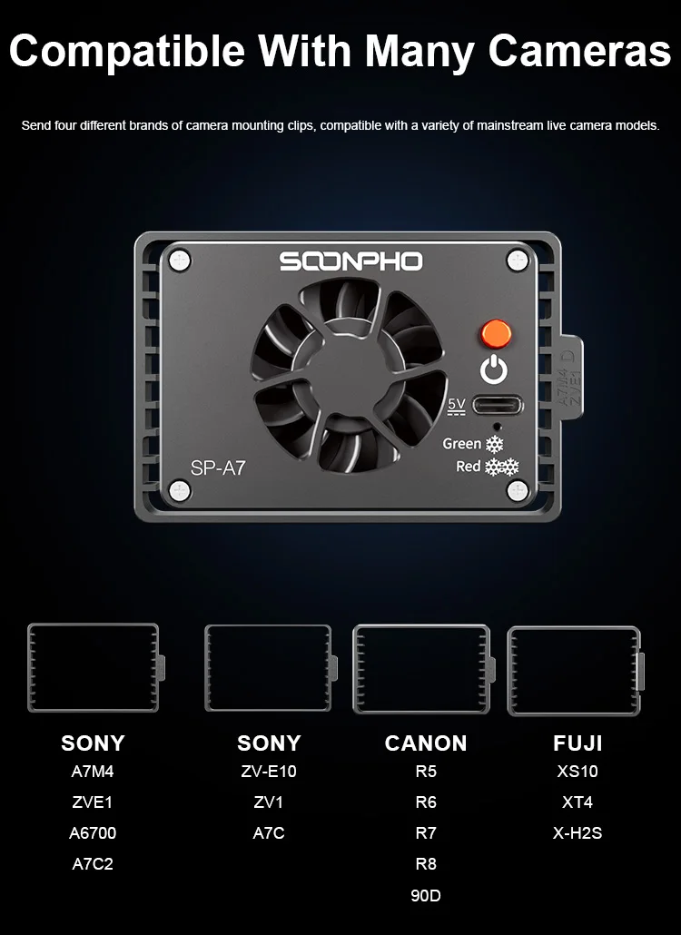 SP-A7 Camera Radiator Cooling Fan for Sony Canon FUJI A7M4 ZVE1 A6700 A7C2 ZVE10