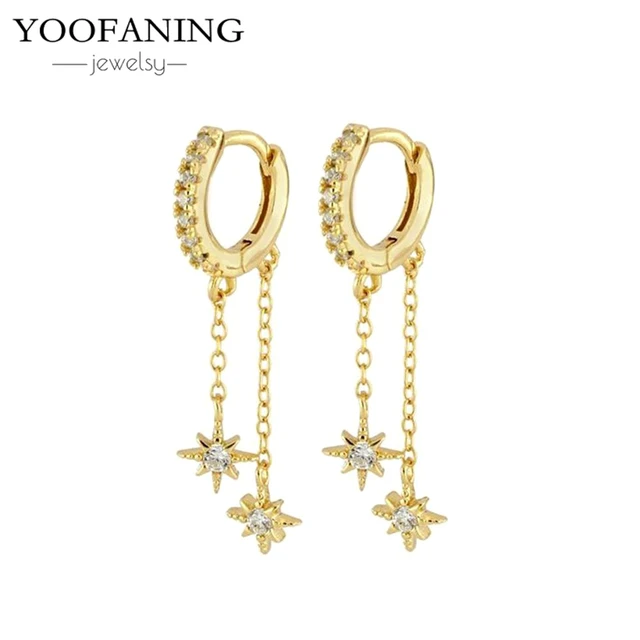 85643-ee6637.jpg YUXINTOME 1 PC 925 en argent Sterling aiguille d'oreille coloré Zircon chaîne gland boucles d'oreilles pour les femmes deux trous boucle d'oreille bijoux A45