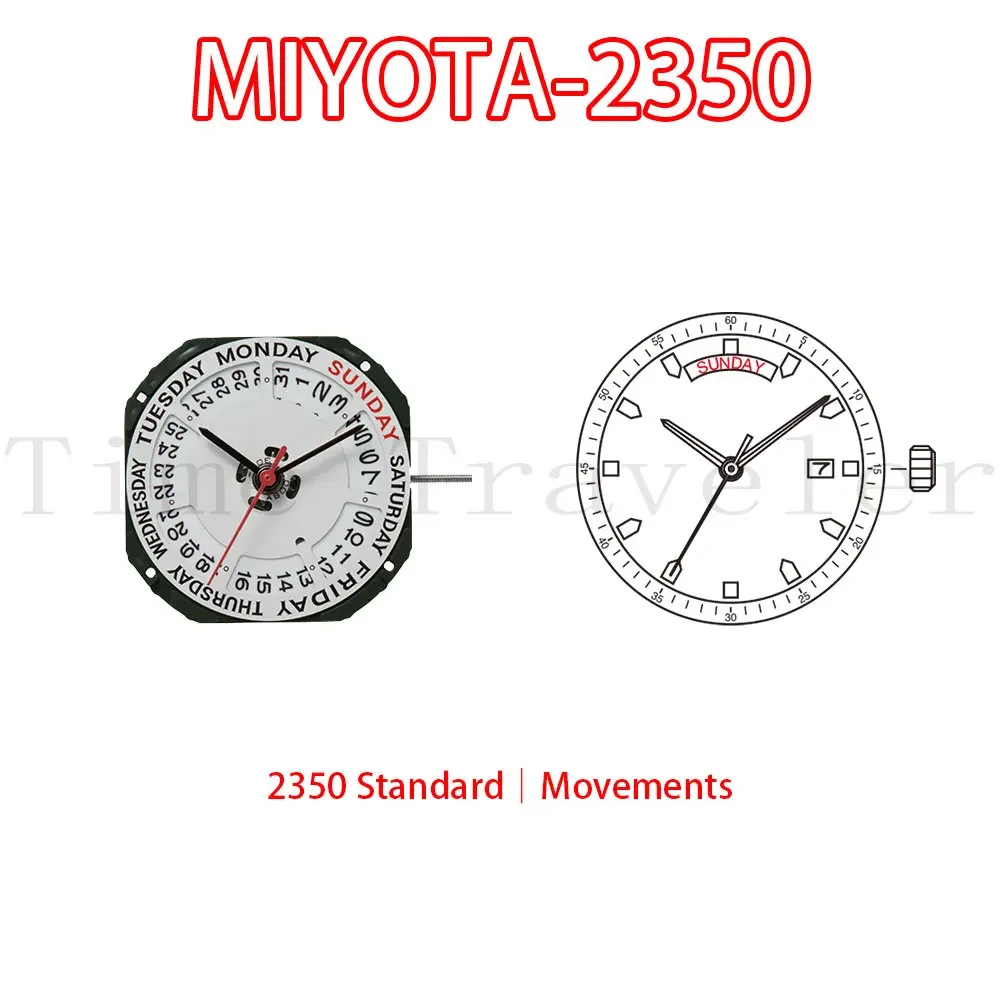

2350 Standard｜Movements MIYOTA Watch Movement Cal.2350, 3 HandsWide Day/Date, Standard movement.Size:11 1/2''' Heigh:4.15mm