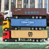 1/50 Simulation Large Truck Toy Car Model Alloy Diecast Transport Container Vehicle Car For Boy Gifts with Sound Light Pull Back 1