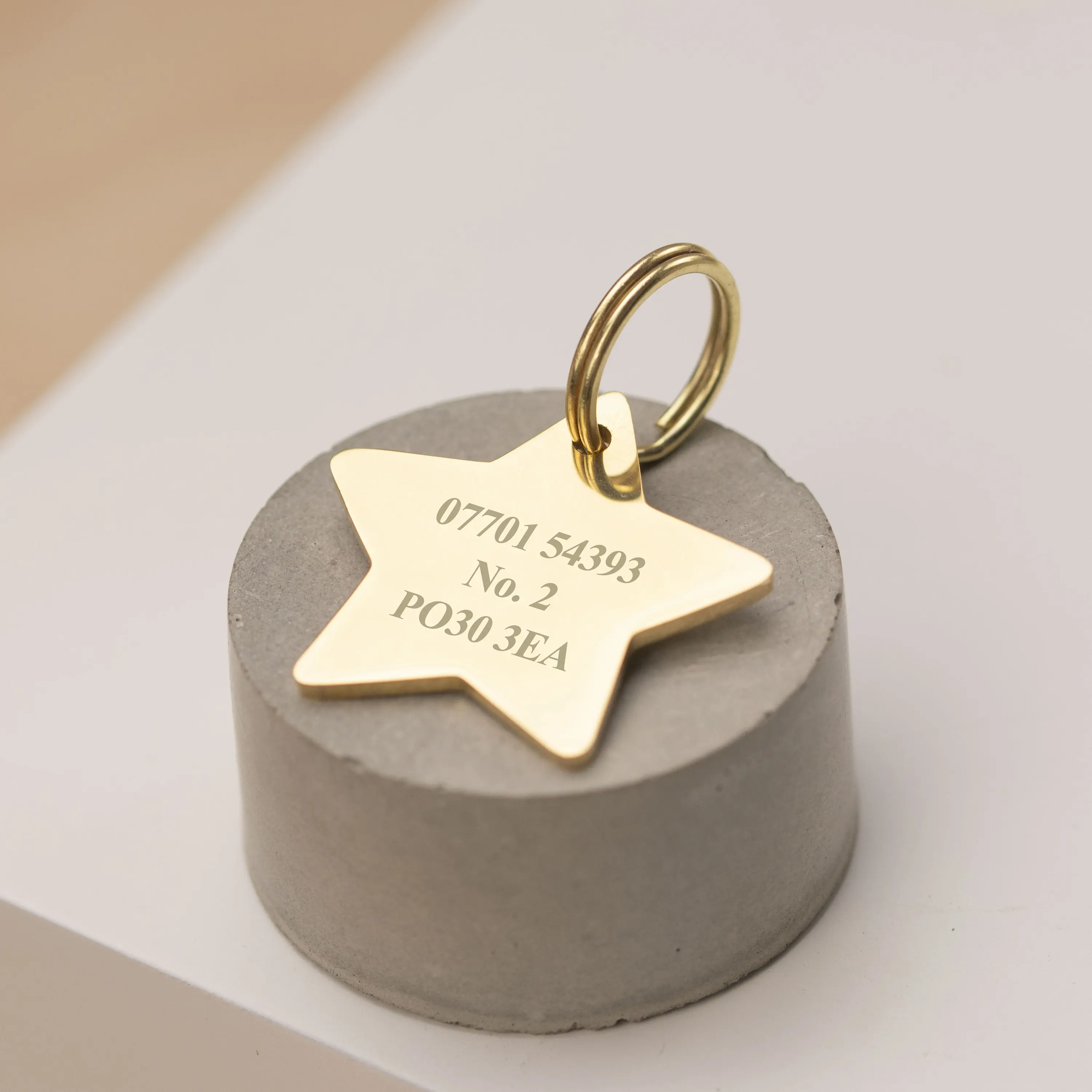 Engraved star dog ID tag Personalised collar tag Size 40mm wide For dog