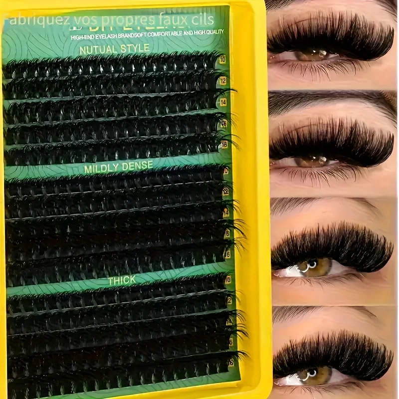 Cloison Lash Clusters 30D + 40D + 50D - 300 Pieces of Eyelash Clusters 10 - 18mm D Curly Clusters - Thick Eyelash Clusters