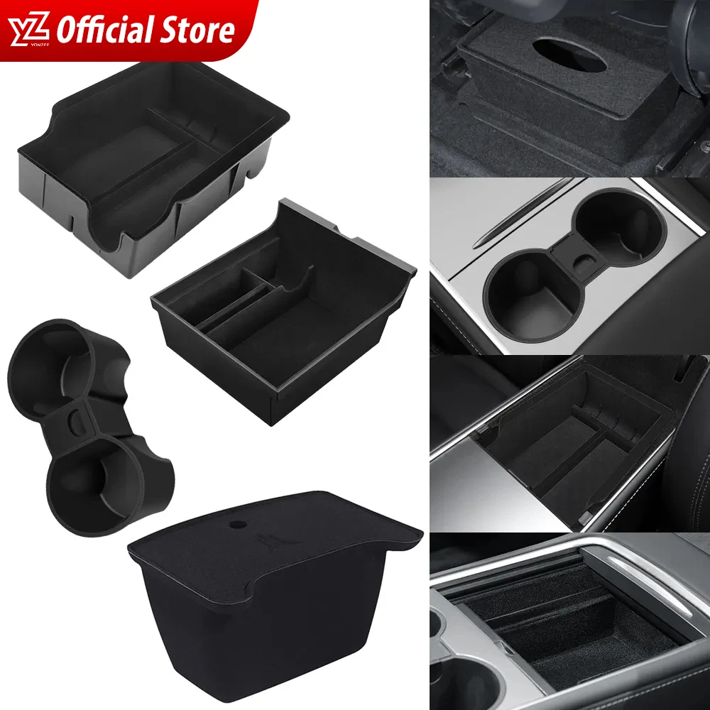 Car Storage Box For Tesla 2023 Model Y 2024 Model 3 Center Armrest Hidden Box Cup Holder Console Organizer Car Box Accessories for tesla model y under seat storage box drawer holder car organizer accessories for tesla model y 2021 2023car accessories