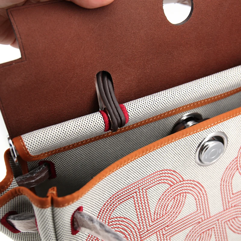 Canvas Handbag Herbag New Print Pig Nose Cross-Body Fashion Versatile Casual Women's Texture Two-Layer Cow Leather