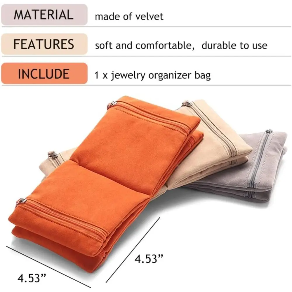 New Velvet Jewelry Organizer Book Design Foldable Jewelry Storage Book with zipper Soft Storage Bag for Rings//Earrings