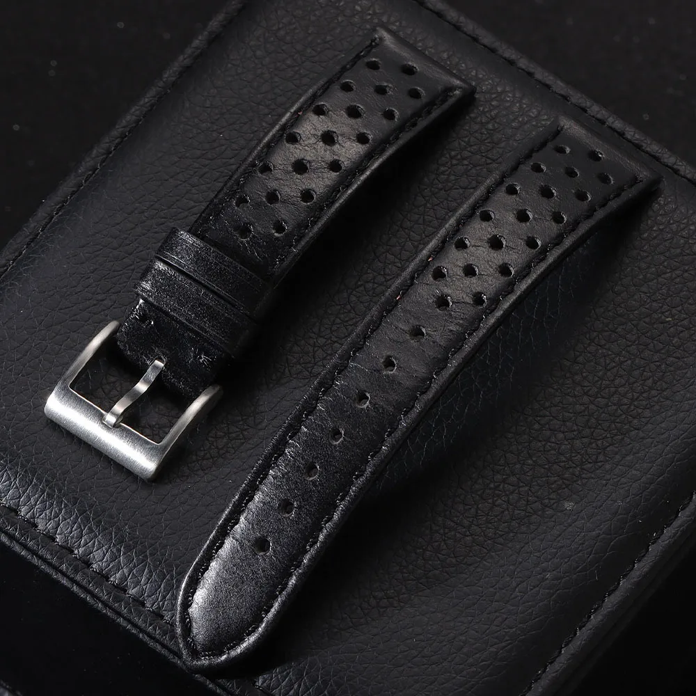 Genuine Cowhide Leather Strap - Soft Breathable Retro Wristband 18mm 20mm 22mm
