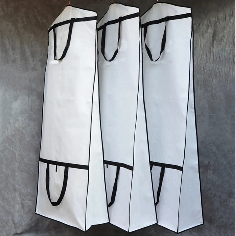 Large Bridal Wedding Gown Dress Garment Bag Gusseted Garment Cover Foldable Travel Garment Storage Bag for Prom Evening Gowns