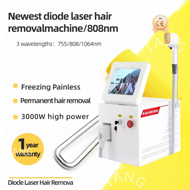 Newest 3000W Portable 808nm Diode Laser Hair Removal Device3 Wavelengths 3-in-1 Ice Cooling Platinum Painless Permanent