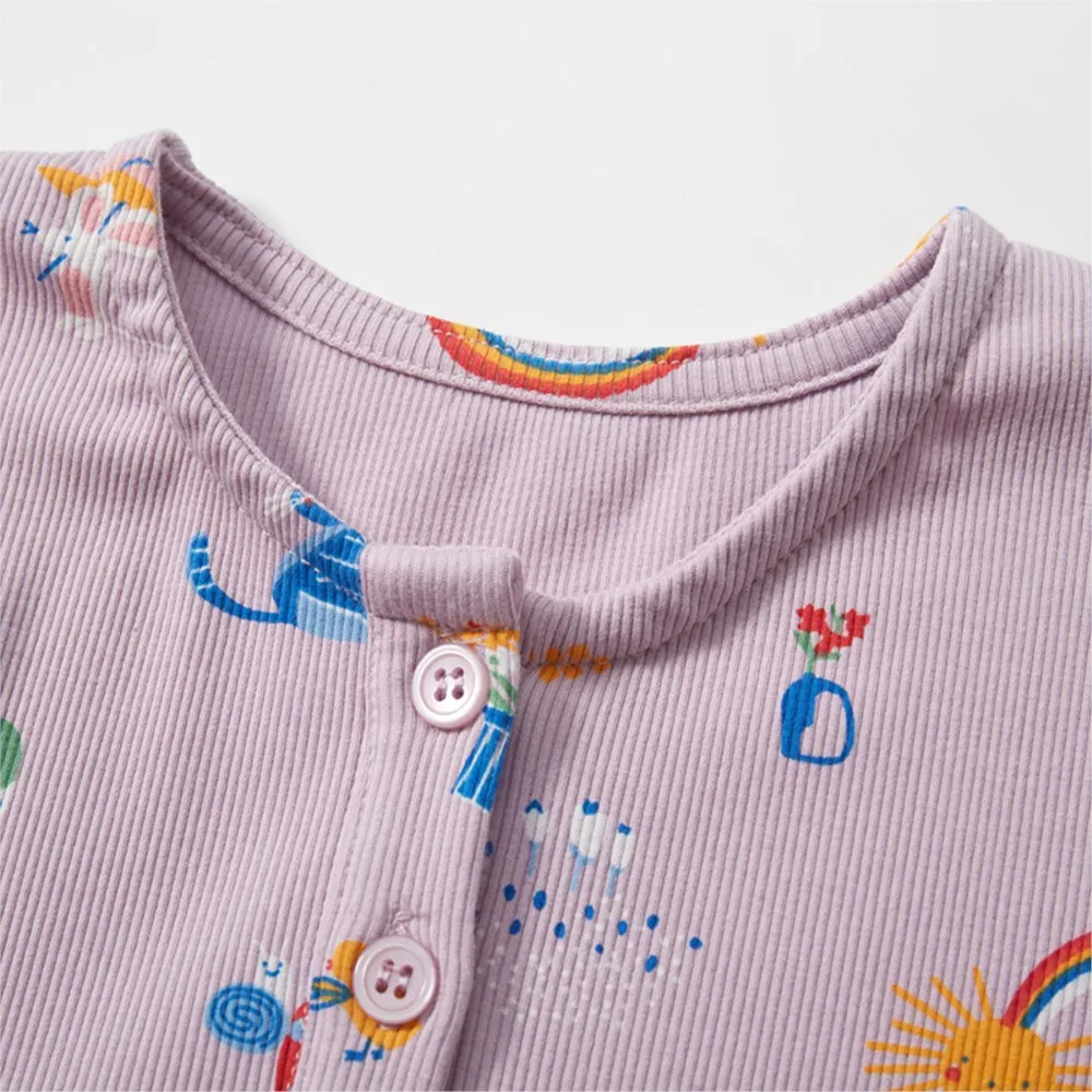 2025 Summer Princess Dress Baby Girls Cotton Purple Children 's Clothing Kid Clothes Cartoon Rainbow  Kids Dress