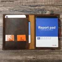 Vintage Crazy Horse Leather Notebook Portfolio For iPad Mini Case A5 Book Travel File Folder Office School Stationery Supply 1