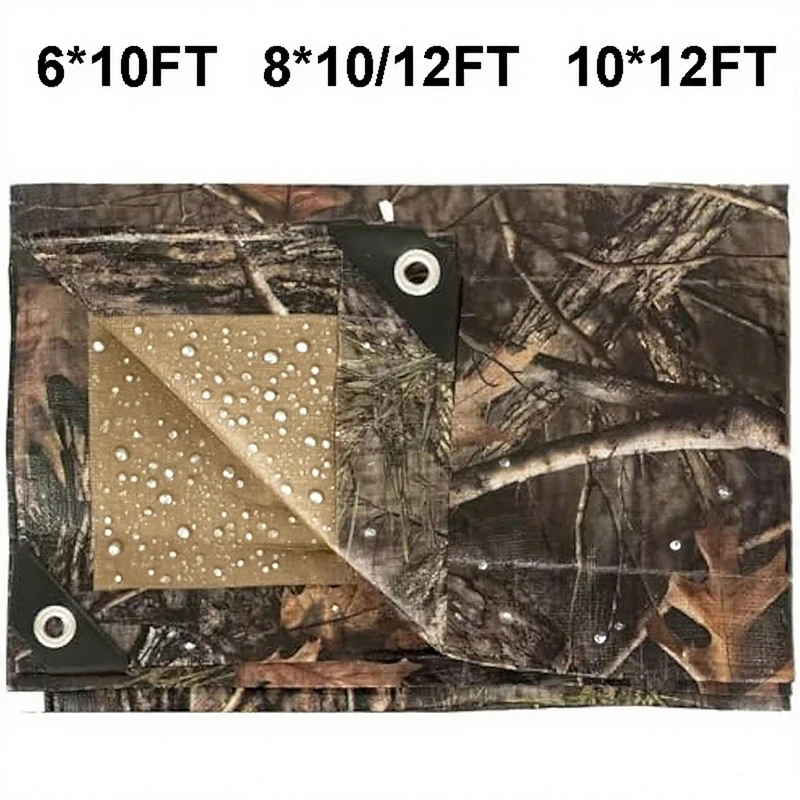 Tarpaulin Awning Shade 6*10 8*10/12 10*12 FT Outdoor Garden Canopy Camping Tarp Sun Shelter Sunshade Net Outdoor Awnings Rainproof Tarpaulin