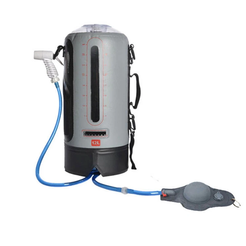 

Outdoor Pump Pressure Solar Water Shower Bag, Portable and Foldable Shower Bag, PVC, Waterproof, Travelling, 12L