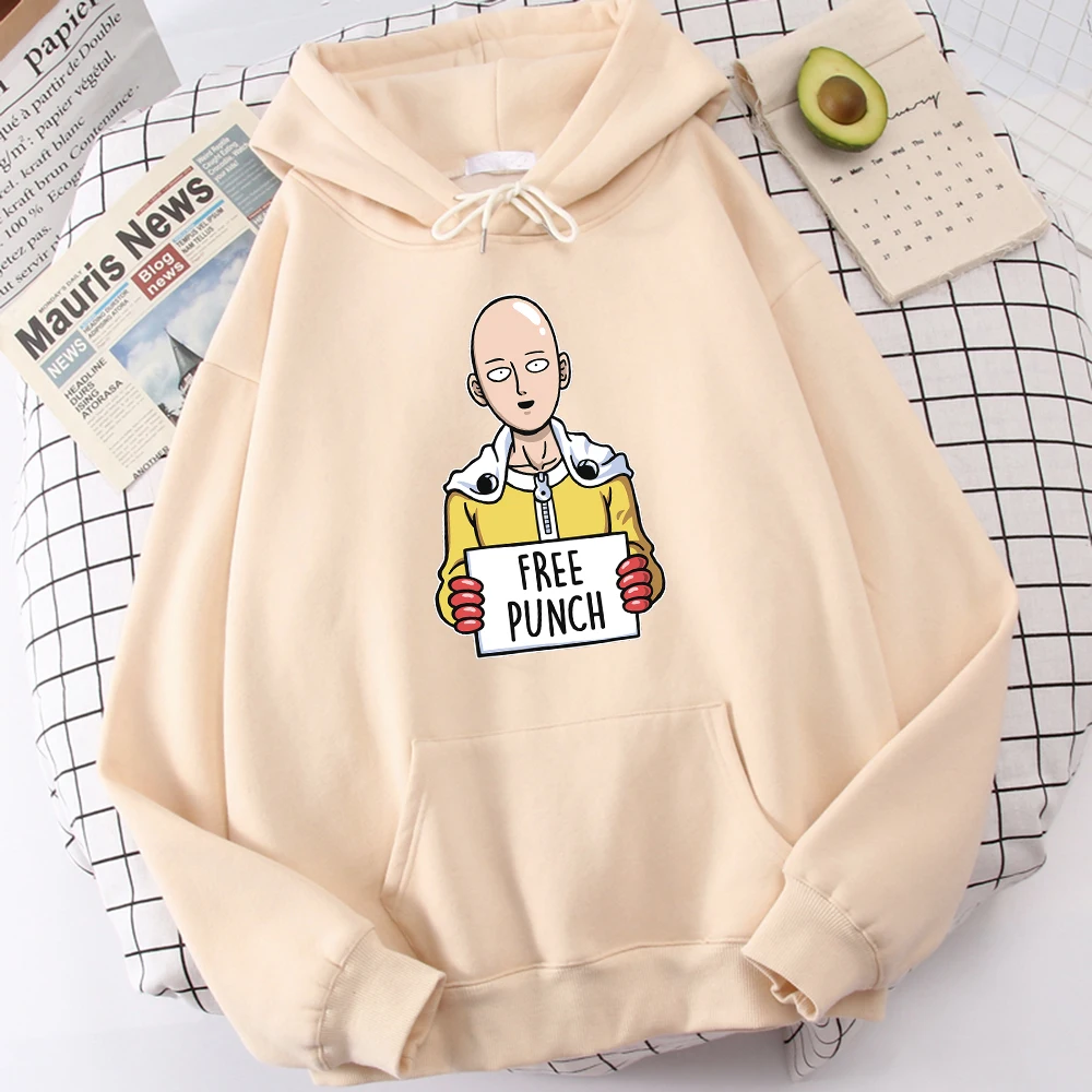 Anime One Punch-Man estampado con capucha hombres polar cálido