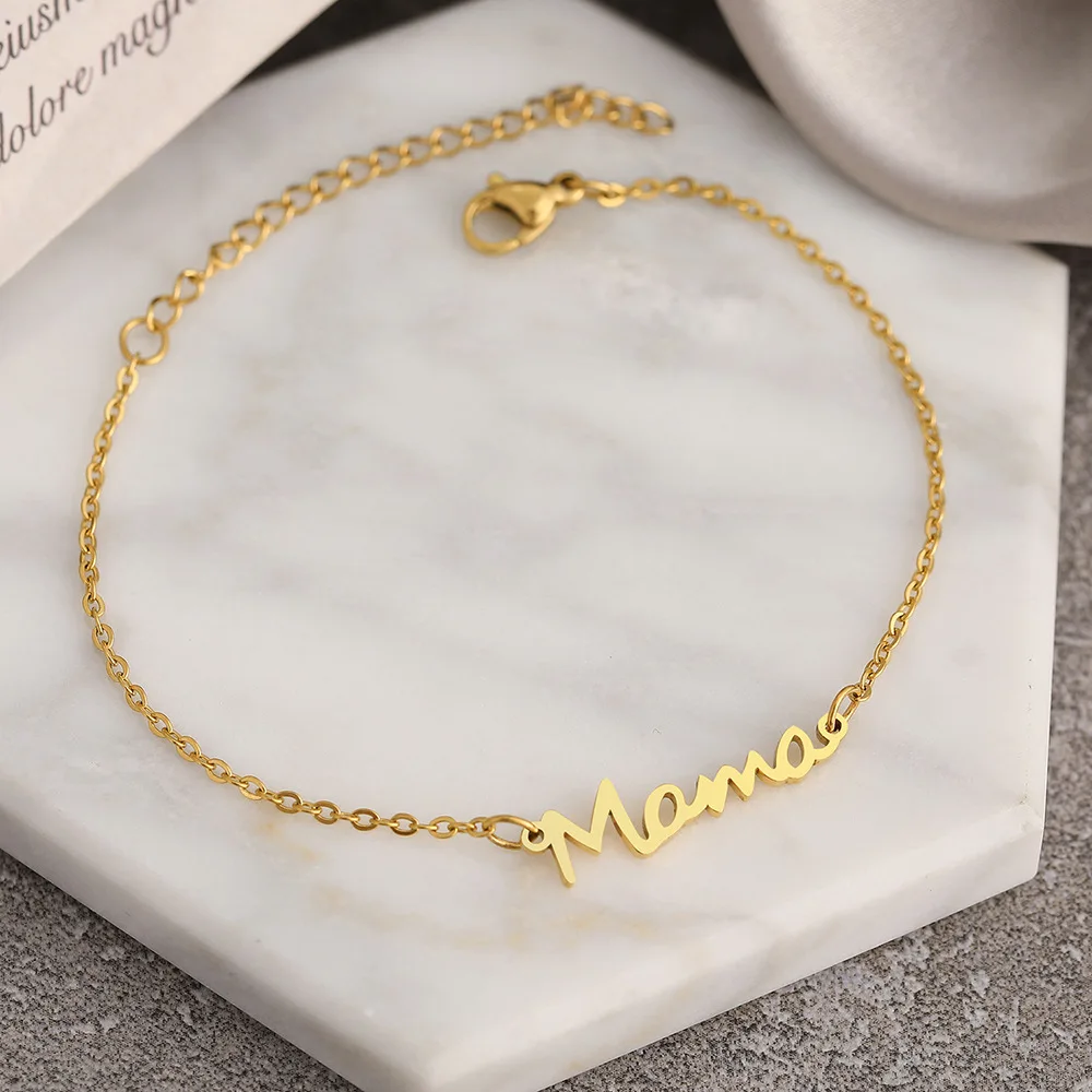 Mama Pendant Chains Bracelet Stainless Steel Bracelets Letter Fashion Charms Bracelet For Women Jewelry Party Mum Mother's Gifts metal bracelet stainless steel bracelet