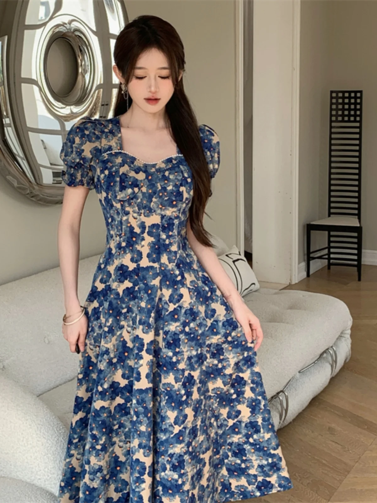 AEL 2024 early autumn new style small fragrance style waist cross strap long sleeve short skirt main image 1