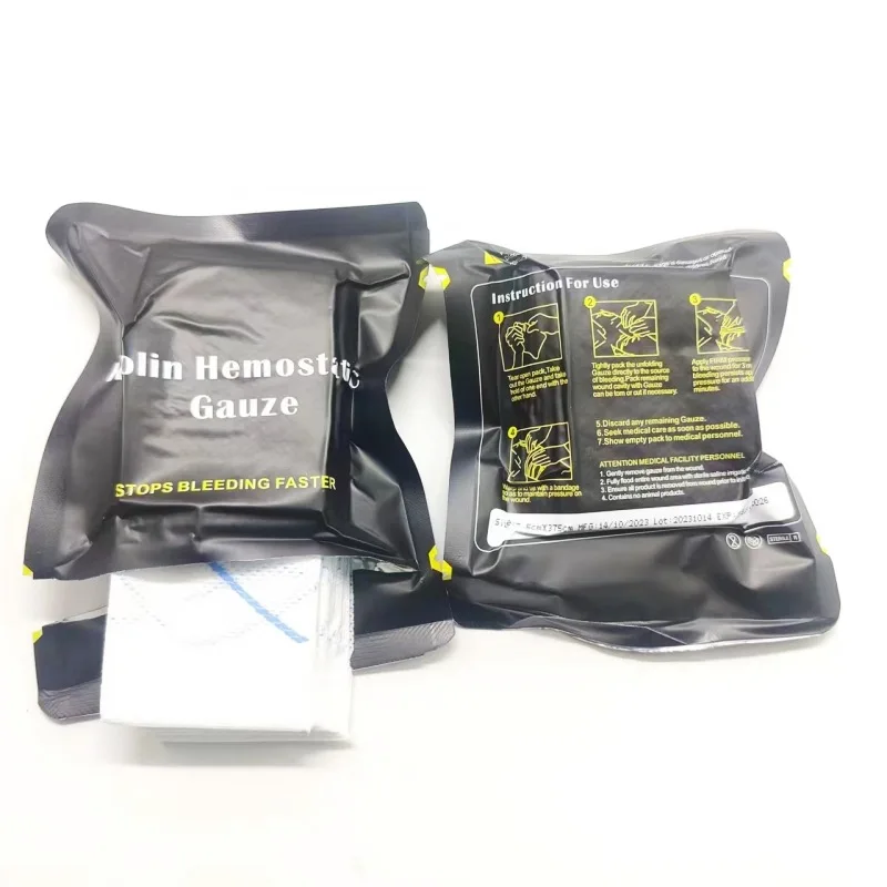 Hemostatic Kaolin Gauze Combat Emergency Trauma Z-Fold Soluble For Ifak Tactical Military First Aid Kit Medical Wound Dressing
