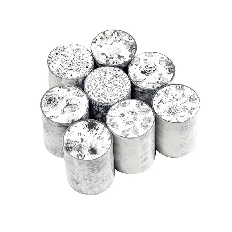 1 Roll PET tape plain brocade flower series hot silver flower handbook DIY decorative cycle stickers Tape 8 kinds