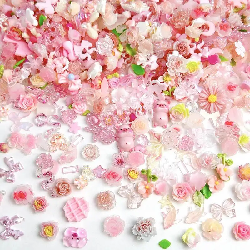 Mixed Sweet Pink Bow Nail Charms for DIY Art
