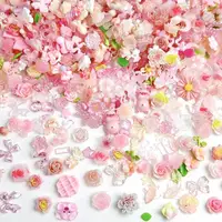 Random Mixed Sweet Pink Bow Nail Charms 3D Resin Pink  Rose Flower Nail Art Decorations Accessories for DIY Cream Glue Crafts 1