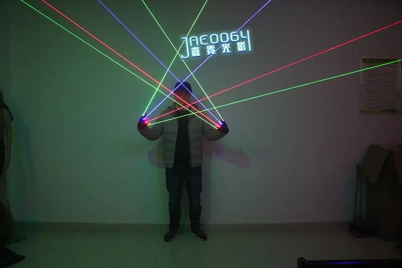 New Stage DJ Party Dancing 2 in 1 Multi-line RGB Laser Gloves With2 Green 1 Red 1 Blue For LED Luminous Costumes Show