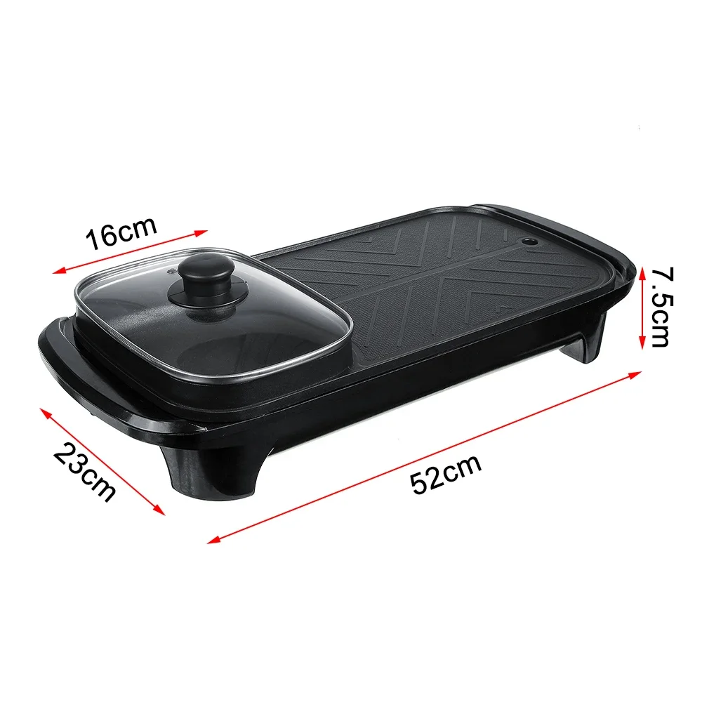 2 In 1 Multi-Function Non-stick Smokeless Nonstick Electric Barbecue Machine hotplate Teppanyaki Grilled Meat Pan BBQ 6
