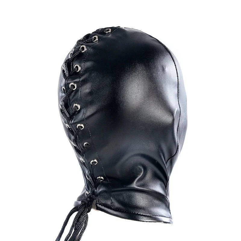Maschera bondage integrale con lacci per controllo sensoriale_voghion.com
