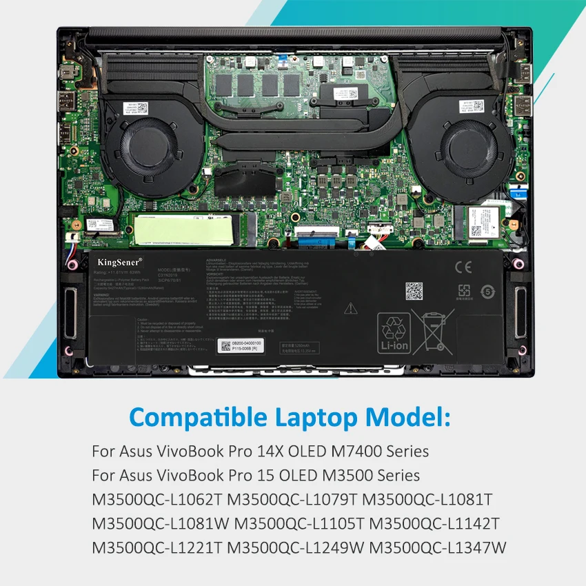 Kingsener-bateria do Portátil para Asus Vivobook Pro C31n2023 C31n20231 14x Oled M7400 15 Oled M3500 M3500qc-l1062t M3500qc-l1079t - Imagem 4