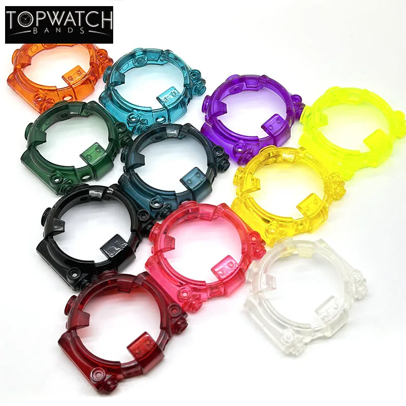 

DW8200 Bezel Ice Transparent Watchband Wholesale Sample Watch Band Strap Cover Bracelet Silicone Replacement Red Green Blue