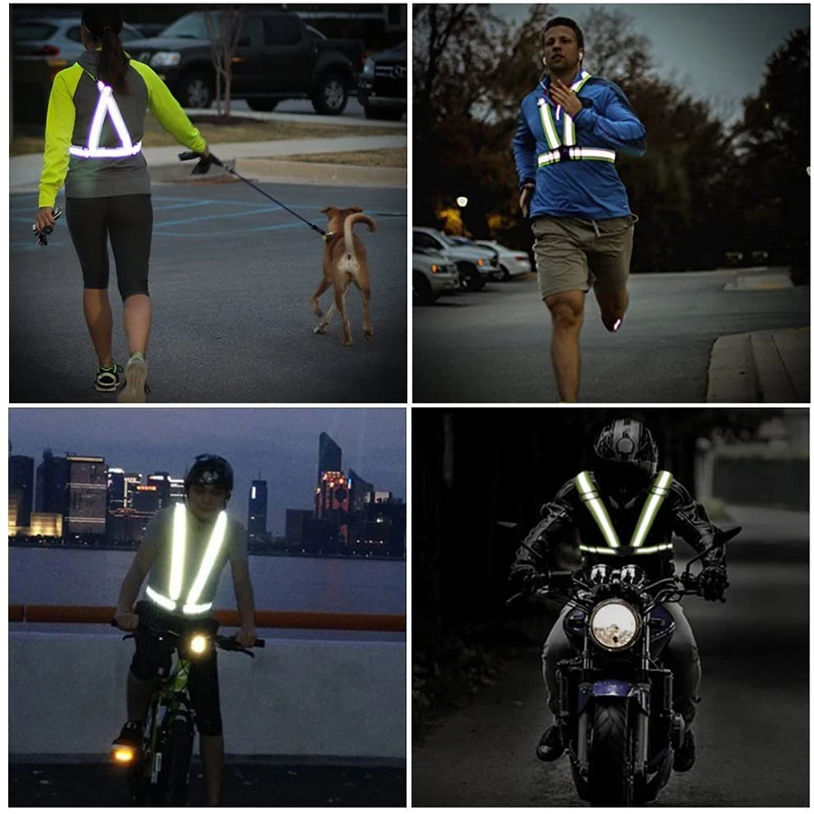 safety vests outdoor adjustable safety vests night walking highlight reflective vest lightweight biking safety straps waterproof running gear
