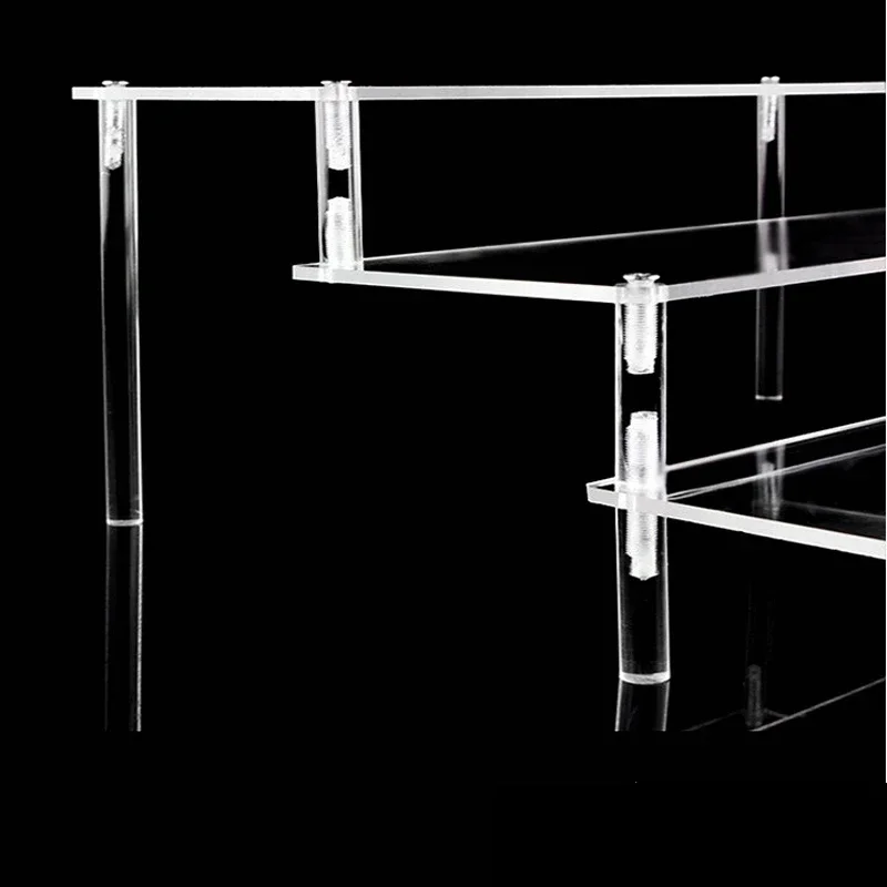 Acrylic Display Stand 1-4 Tier Durable For Cupcake Perfume Doll Transparent Trapezoidal Blind Box Storage Shelf