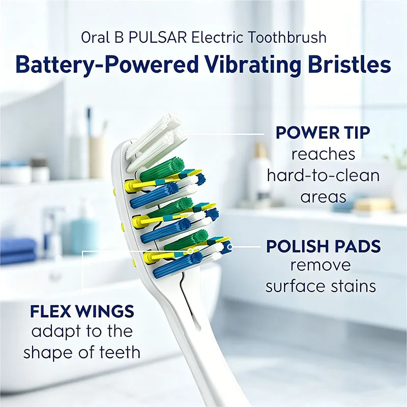 오랄비 프로-3D 펄스 진동 전동 칫솔 2개 배터리로 작동되는 마이크로 펄스 플러싱 커플용 연인에게 선물하기 좋은 제품