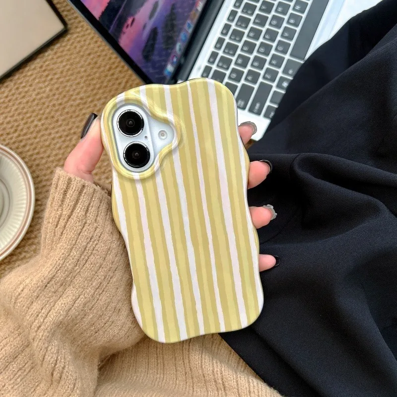 Vibrant Striped Glossy Wave Dual-Color Phone Case