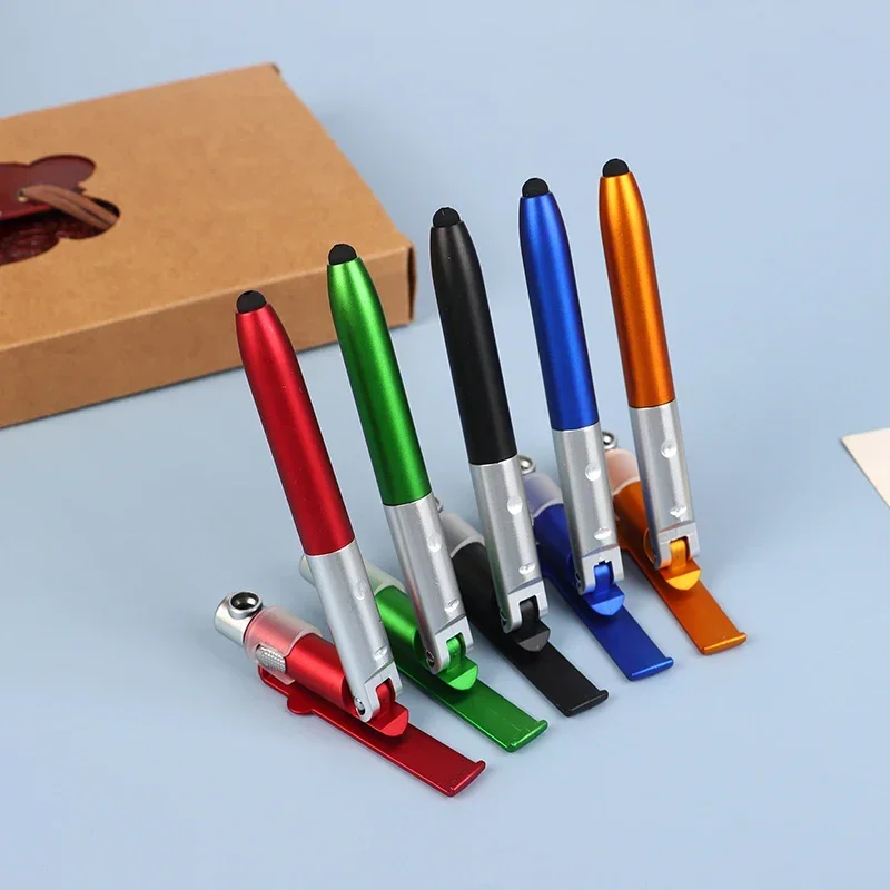 Multifunction Ballpoint Pen with LED Light Fold Phone Holder Night Read Writing multifunction pen 1PC