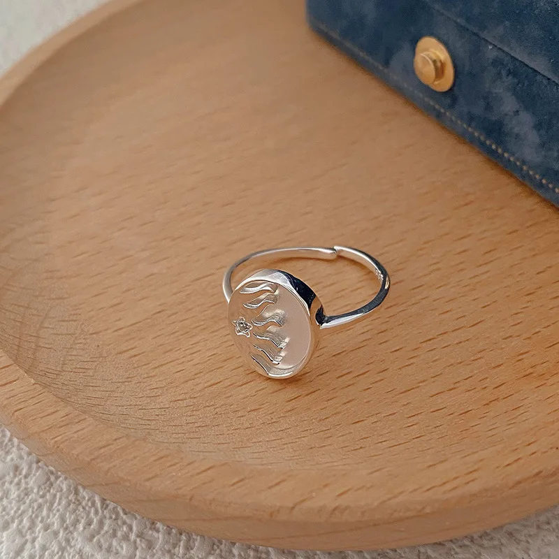 925 Sterling Silver White Mother of Pearl Oval Sun Adjustable Open-end Ring