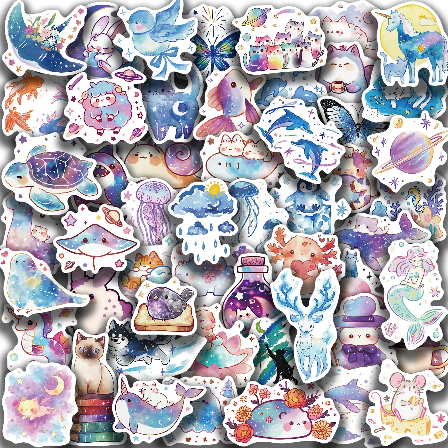 50 stücke Gemischte Nette Cartoon Aquarell Wildlife Park Tier Aufkleber kinder Spielzeug Gepäck Gitarre Skateboard Tagebuch Wasserdicht – Detail 11