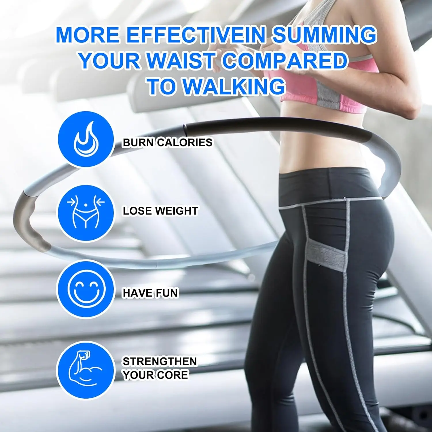 Adjustable Weighted Fitness Hoop for Adults Fitness and Weight Loss Women Specific Abdominal Exercise Detachable Knot