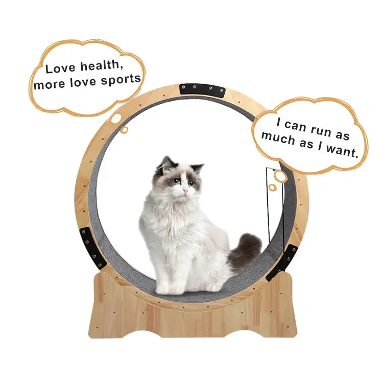 Rotating Pet Running Sports Kitten Treadmill Wheel Solid Wood Cat Wheel