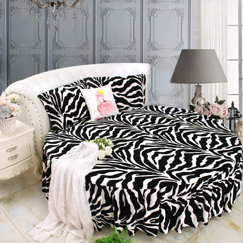 Winter Velvet for Round bed 200cm/220cm Solid Bed skirt Coral fleece Cover Bedspreads for home Round fitted sheet 3