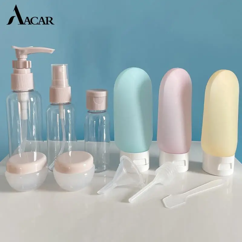 

11pcs Portable Travel Liquid Container Cosmetic Perfume Bottle Set Refillable Spray Lotion Shampoo Shower Tube Bottling Refill