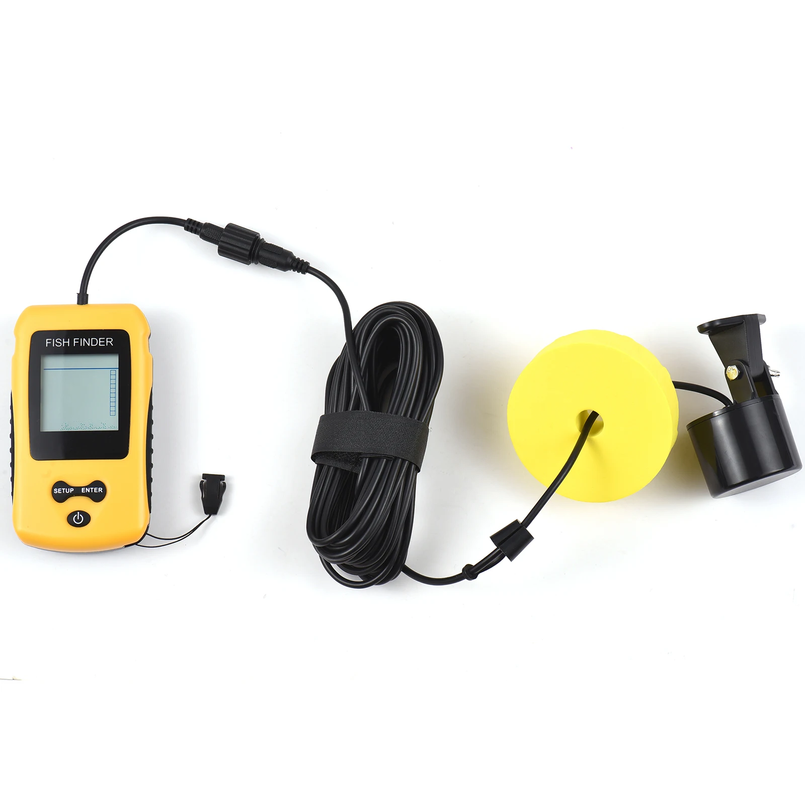 깊이 판독 어군 탐지기, 어군 경보, TN LCD 변환기 케이블 및 센서 빔 각도, 200kHz, 45 도, 0.6-100M 컬러
