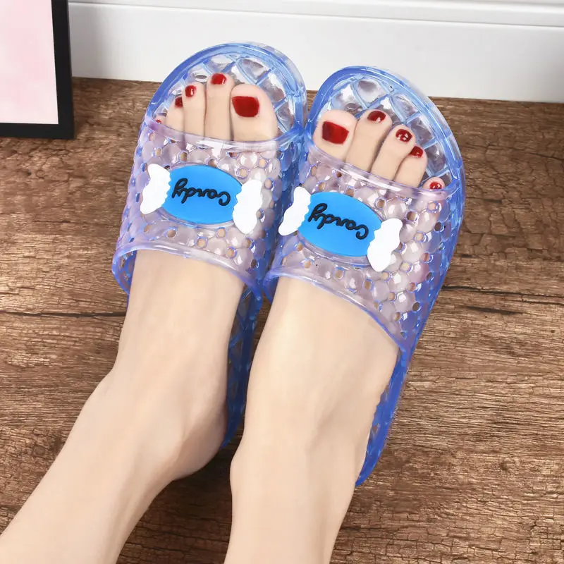 Women's Summer Slippers Crystal Bathroom Home Interior Jelly Plastic Non-slip Lady Transparent Zapatos Para Mujer
