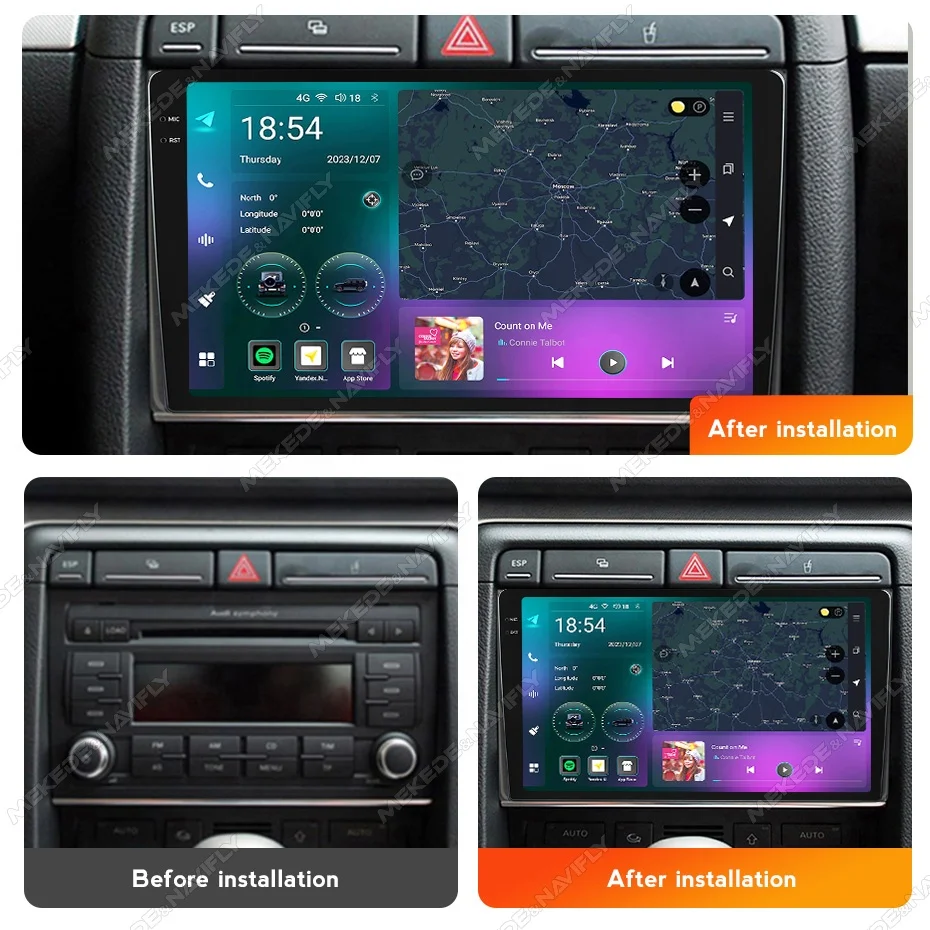 ZJZ MEKEDE M7 M6 안드로이드 카 라디오 플레이어 QLED DVD 2K 스크린 음악 지도 DVR 카메라 지원 아우디 A4 2000 2001 2002 2005 2009용