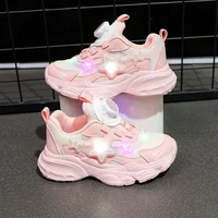 Tennis Shoes LED Children Trainer Girls Casual Sneakers Mesh Breathable Running Shoes Baby Student Non-slip Illuminated Shoes 1