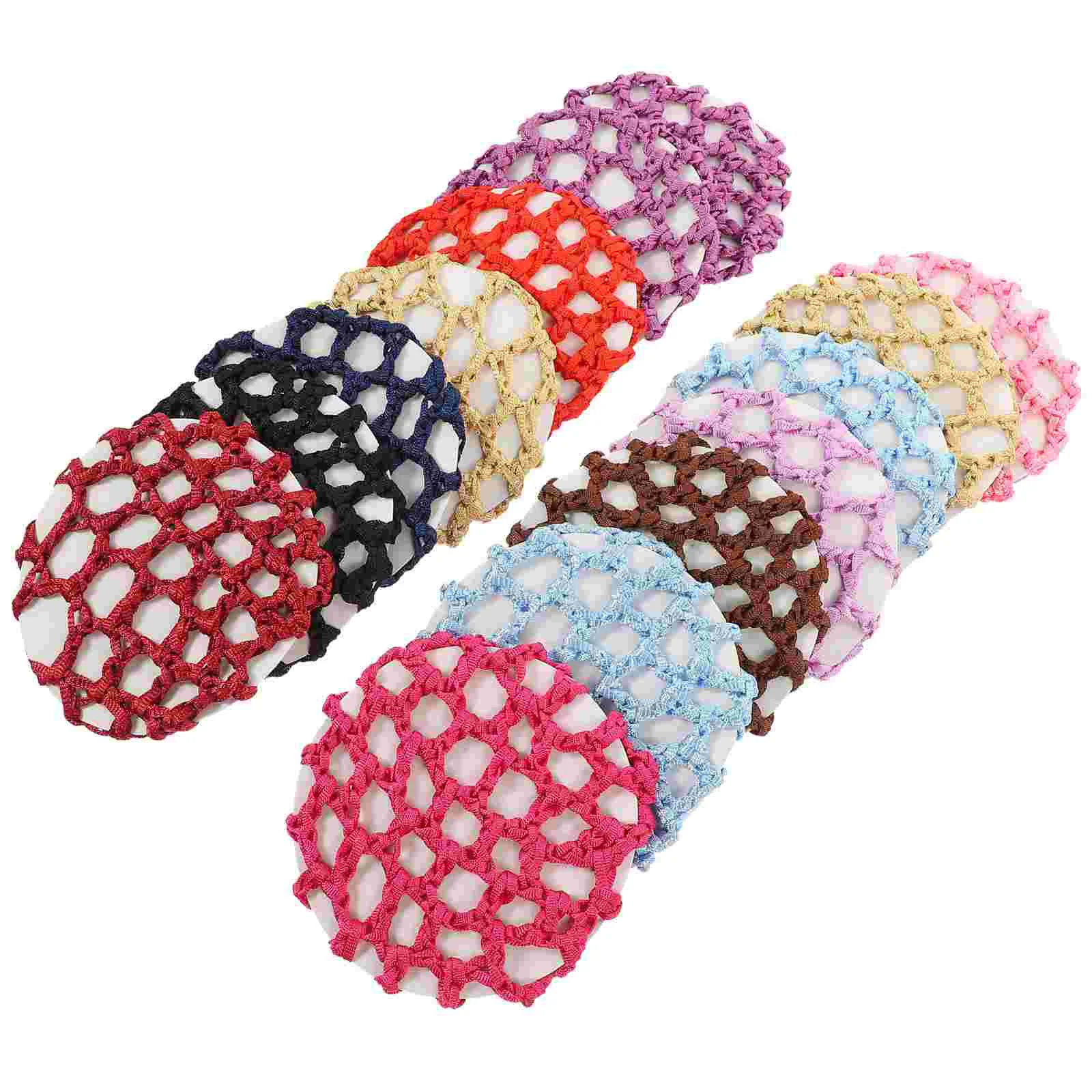 

14Pcs Creative Handmade Knit Mesh Women Hair Net Hair Accessory Mixed Color